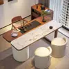 Mesa de centro moderna minimalista para balcón con tapa de losa de roca, un juego de té lujoso y compacto para uso doméstico, con un nuevo diseño de estilo chino para mesas y sillas de balcón