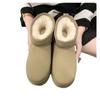 Invierno Nuevas Botas de Nieve Talla Grande Comercio Exterior Plano Tubo Corto Noreste Zapatos de Algodón para Mujer con Felpa Gruesa Cálidas Botas de Nieve para Mujer