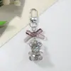 Pingente Chaveiro Urso de Cristal Transparente para Carro Boneco Estéreo Desenho Animado Criativo Acessórios Conjunto de Fones de Ouvido Decoração de Bolsa