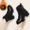 Nueva colección otoño/invierno 2026: Botines de estilo británico, antideslizantes, con tacón grueso, versátiles y forrados de forro polar, botines de tacón grueso para mujer, piel suave y algodón