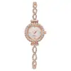 1 Pieza Nuevo Reloj de Mujer Flor Envuelto en Pedrería, Pulsera Ajustable Esfera Pequeña Elegante Reloj de Pulsera de Cuarzo