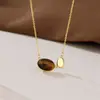 Collar con Colgante de Piedra Ojo de Tigre Estilo Melard Transfronterizo para Mujer, Accesorios de Alta Gama, Lujo Ligero, Nicho, Cadena Versátil para Suéter