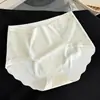 Calcinhas de Renda Antibacteriana Sem Costura com Emendas de Seda Gelada para Mulheres, Calcinhas Respiráveis Sem Costura que Moldam o Quadril com Forro Estendido de Algodão Puro para Mulheres