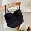 Camisola con Sujetador de Hueso de Pescado de Lunares de Encaje para Mujer, Ropa Exterior con Almohadillas para el Pecho para Adelgazar la Cintura y Espalda Sexy Hermosa, Top de Tubo