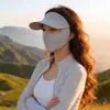Máscara de Proteção Solar Física, Chapéu, Proteção Integrada para o Pescoço, Máscara Facial Feminina de Seda Gelada para Rosto Inteiro, Anti-UV, Máscara Facial para Ciclismo e Montanhismo