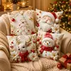 Funda decorativa para mesa de centro y ventanal en combinación de colores rojo y dorado, funda de cojín de reno y árbol de Navidad, funda lavable para ambiente festivo en casa
