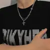 Colar Cruzado Masculino Tendência Corrente Versátil para Clavícula Estilo Hip-Hop Masculino Acessórios de Joias para Mulheres