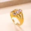 Joyería Nueva de Acero Inoxidable Transfronteriza Anillo Retro Simple Chapado en Oro de 18 Quilates con Incrustación de Diamante en Forma de Corazón Fábrica Forma de Corazón