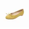 Zapatos de Piel de Oveja de Tres Colores con Lazo, Tacón Oculto, Estilo Nuevo, Punta Redonda Suave, Cuña Invisible, Modernos