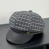 Gorra de Pintor Estilo Británico Boina Versátil de Moda Boina Octogonal a Cuadros Retro Otoño Nueva Llegada Gorra Adelgazante para Rostro para Mujeres