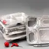 Caja de almuerzo desechable de papel de aluminio lata caja de papel clavo de flor de barbacoa polvo Flammulina velutipes empaque para llevar rectangular gruesa con tapa