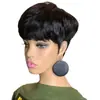 Peluca Negra Caliente Africana Fibra Química Seda de Alta Temperatura Peluca Cobertura para la Cabeza Mujeres Europeas y Americanas Cabello Corto Rizado Cobertura Completa para la Cabeza Peluca