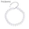 Pulseira de Pérolas de Água Doce PAG & MAG Pulseira Feminina de Prata 925 Pérola Redonda 7-8mm Pulseira Clássica da Moda Atacado