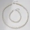Perlas Naturales de Zhuji 6-7mm Alto Brillo Calidad Fuerte Sencillo y Versátil Pulsera y Collar de Perlas de Agua Dulce Forma de Arroz Set