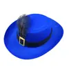 Fabricante Exportación Sombrero Vaquero de Pluma de Avestruz para Niños Rojo Azul Sombrero Vaquero Enmarcado Occidental Sombrero para Niños