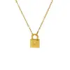 Collar con Candado de Acero de Titanio que No se Desvanece, Letra, para Mujer, Cadena de Clavícula de Lujo Ligero, Colgante de Moda Europea y Americana Tendencia, Joyería de Acero Inoxidable