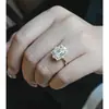 Anillo de Oro Galvanizado con Diamante Blanco Plano Rectangular de 6*8mm Modelo Transfronterizo Europeo y Americano Nuevo de Plata S925 Longlongjin Jewelry