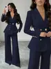 Elegante Traje Francés Pequeño Conjunto de Dos Piezas para Mujer Lafirisha Blazer Entallado a la Cintura para Mujer con Decoración de Hebilla Metálica