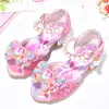 Tacones Altos para Niñas Verano Sandalias Pequeña Princesa Aisha Moda Suela Suave Perla Baile Mesa Rendimiento Zapatos de Cristal para Niños