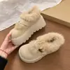Sapatos de algodão inverno novo estilo mocassins 2026 sola grossa forro de pelúcia branco sapatos casuais botas de neve sapatos felpudos mulheres