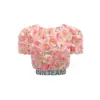 Tecido para Roupas Femininas de Primavera e Verão Novo Bordado Estereoscópico Flor Disco Cor Gradiente Rosa Rosa Tecido Bordado Multicor Renda