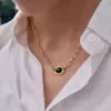 Jieding Original Collar de Acero de Titanio Lujo Ligero Nicho Piedra Natural Cadena para Clavícula Accesorios Collar Transfronterizo de Acero Inoxidable para Mujer Venta al por Mayor