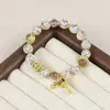 Pulsera de Cuentas de Cristal Sakura para Mujer, Lujo Ligero, Sensación de Alta Gama, Joyería Rosa Estilo Vintage, Venta al por Mayor para Transmisiones en Vivo y Puestos de Mercado