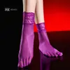 Calcetines Cortos de Encaje Estilo Japonés con Dedos Separados para Mujer, Calcetines Finos Transpirables de Cinco Dedos para Primavera y Verano, Calcetines de Seda Versátiles de Color Sólido de Tubo Corto