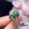 Anillo de Ópalo Negro Natural Piedra Principal 6x8mm Artículo de Moda para Mujeres Plata 925 Colores Brillantes Destello de Fuego