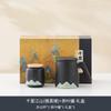 Esmalte pintura cor pintado à mão caneca alça de madeira xícara de chá de cerâmica copo de água com tampa filtro conjunto de três peças grande escritório casa