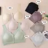 Sujetador de Espalda Invisible con Botones Frontales en Talla Grande con Copas Completamente Fijas de Algodón con Látex y Tirantes Anchos