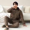 Pijama para Hombre Invierno Tres Capas Engrosado Forrado de Felpa Chaqueta de Algodón Ropa de Casa Súper Gruesa de Coral Fleece Otoño e Invierno para Hombre
