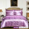 Comércio exterior transfronteiriço estilo europeu luxo leve jacquard acetinado capa de edredom de plumas conjunto de três peças conjunto de cama para casa