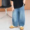 Calças para Meninos Coleção Outono Jeans Infantis Roupas Infantis Outono Novo Estilo Coreano Calças Retas Largas para Meninos Mais Velhos Tendência