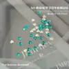 Decoraciones para uñas de fondo plano color esmeralda, diamantes K9 de fondo plano biselados de forma irregular súper brillantes, estilos mixtos de diamantes para uñas color verde oscuro en forma de marquisa