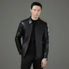 Ropa auténtica de alta gama para hombre, chaqueta de cuero para hombre Haining 2026, chaqueta casual con cuello alto para hombres de mediana edad, ropa exterior de talla grande