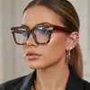 Gafas Retro de Color Contrastante con Montura Cuadrada para Mujer Europeas y Americanas Retro Anti-Luz Azul Lentes Planos Se Pueden Combinar con Monturas de Gafas Planas para Miopía Modernas