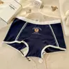 Calzoncillos tipo bóxer de algodón puro para mujer con diseño de oso lindo, estilo británico, talla grande, ajustados a la cadera, 10A antibacterianos, entrepierna 100% algodón, calzoncillos transpirables de cuatro puntas