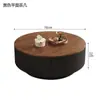 Mesa de Centro Redonda Estilo Vintage para Sala de Estar, Luxo Leve Moderno, Minimalista de Alto Padrão, Conjunto de Madeira de Nogueira Antiga Estilo Italiano