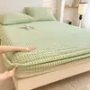2026 Nova Capa de Cama Peça Única Outono e Inverno Quente Leite Fleece Dormitório Estudantil Quarto Cor Sólida Waffle Capa de Cama