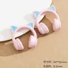 Auriculares con Orejas de Gato Dibujos Animados Cuentas Perforadas Pintura Acrílica Recubierta Cadena de Teléfono Pulsera Accesorios de Joyería DIY Materiales