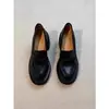 Tão macio! Mocassins femininos artesanais 2024 bico redondo com sola grossa e salto alto bloco