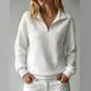 Moletom Feminino Waffle Confortável Solto Cor Sólida Gola Alta Zíper Manga Longa Patchwork Outono Europeu e Americano 2026