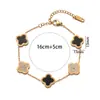Pulsera de trébol de cuatro hojas de acero de titanio que no se desvanece con diamantes, pulsera de dijes de moda de oro rosa de 18 quilates, pulsera de cinco flores estilo europeo y americano