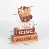 Set de Cuatro Piezas de Madera Señales Decorativas de Mesa Navideña, Sombreros Navideños, Piezas de Letrero de Madera para Decoración de Mesa Navideña, Soporte de Capas