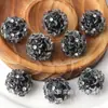 Nuevo accesorio de joyería DIY de flor de tres pétalos con incrustaciones de diamantes de resina transfronteriza, bola de arcilla suave con bola de diamante con agujero central y flor de cinco pétalos con incrustaciones de diamante