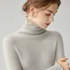 Suéter de cuello alto de encaje suave para mujer de comercio exterior transfronterizo, suéter de capa interior para otoño e invierno, camiseta básica de punto de color liso con cuello alto apilado