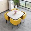 Mesa de jantar retrátil para apartamento pequeno, casa, loja, combinação de mesa e cadeira para negociação e mesa redonda de recepção