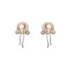 Moda Lujo Ligero Gris Humo Perla Moño Circonita Pendientes Mujer Ins Sencillo Elegante Exquisitos Pendientes Sentido de Gama Alta