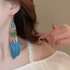 Pendientes bohemios con forma de gota de agua, hojas y plumas, estilo étnico retro, elegantes y de alta gama para mujer.